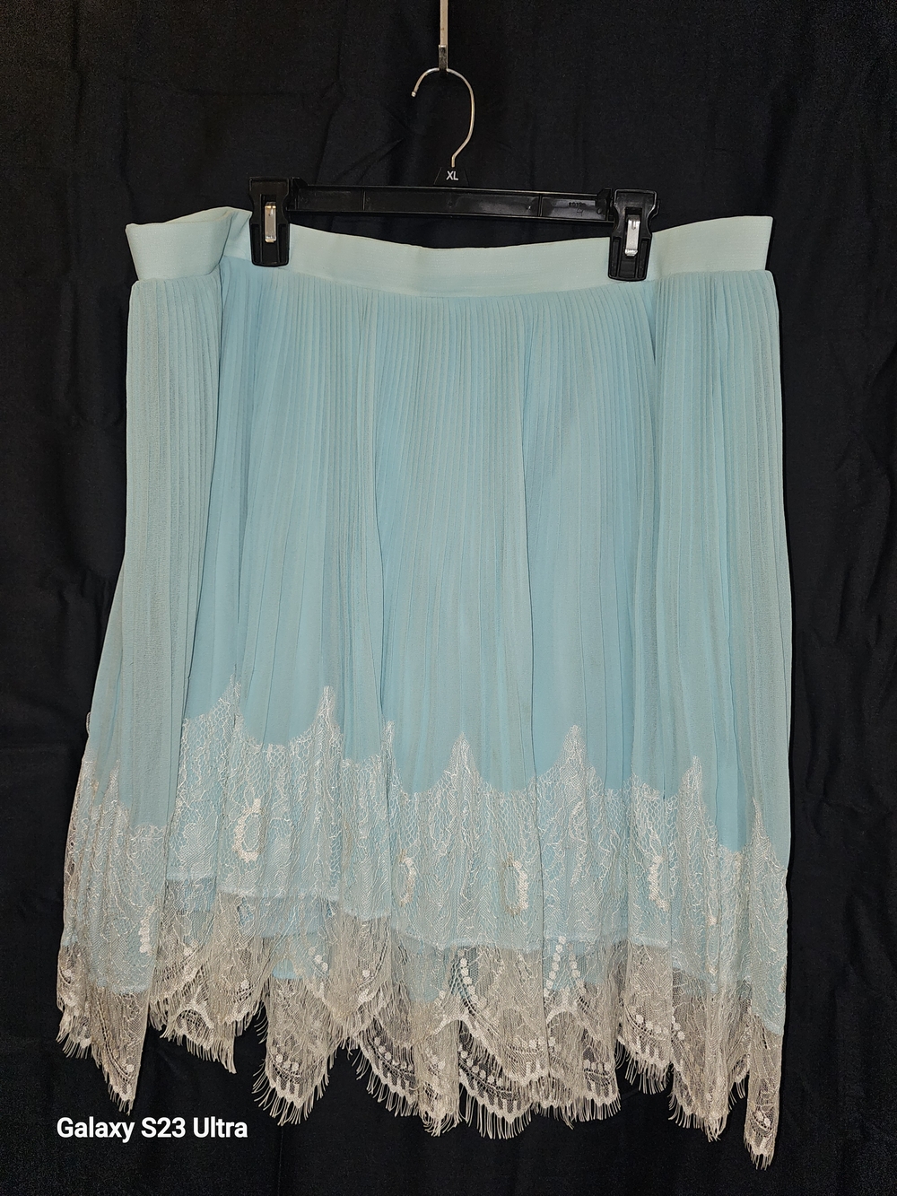 torrid Light Blue Pleated Skirt with Lace Trim